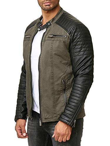 Redbridge Herren Biker Kunst-Lederjacke Khaki - 2