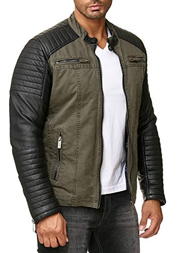 Redbridge Herren Biker Kunst-Lederjacke Khaki - 3