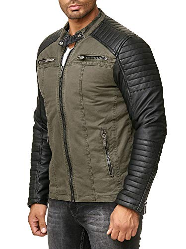 Redbridge Herren Biker Kunst-Lederjacke Khaki - 4