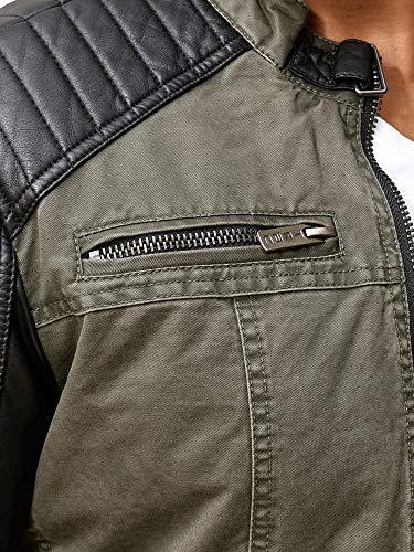 Redbridge Herren Biker Kunst-Lederjacke Khaki - 6