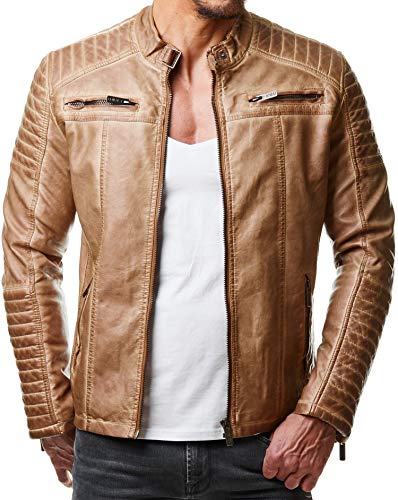 Redbridge Herren Jacke Übergangsjacke Biker (XXL, Camel - Kunstleder)