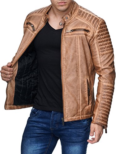 Redbridge Herren Jacke Übergangsjacke Biker (XXL, Camel – Kunstleder) - 3