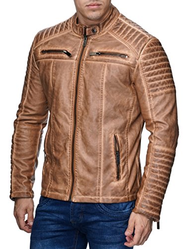 Redbridge Herren Jacke Übergangsjacke Biker (XXL, Camel – Kunstleder) - 5