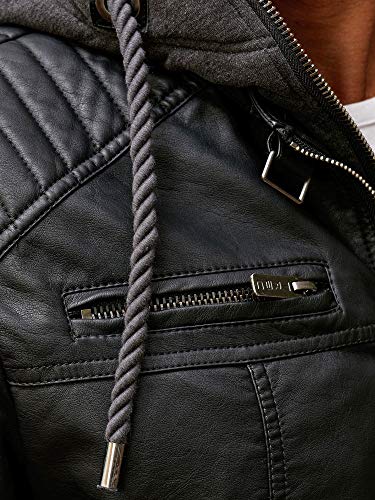 Redbridge Herren Kunstleder Bikerjacke mit Sweat- Kapuze 2in1, Schwarz - 7