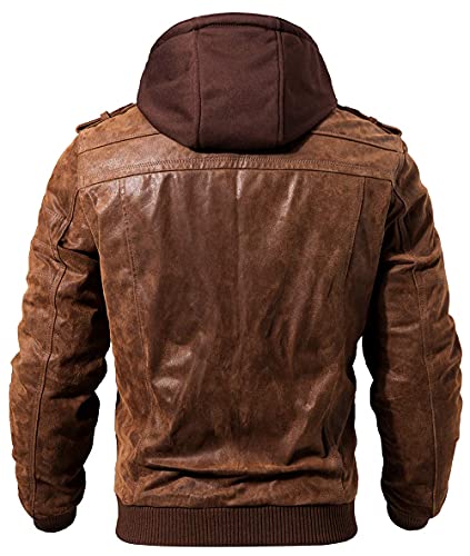 FLAVOR Lederjacke Herren mit abnehmbaren Hoodie - 2