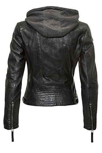 Gipsy Damen Lederjacke mit Kapuze im Biker Look Schwarz - 4