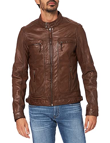 Oakwood Herren Lederjacke Echtleder 60901, Braun (Tabak), XL