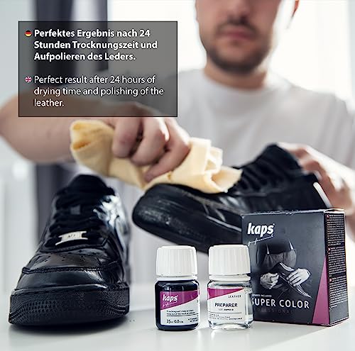 Kaps Super Color + Preparer Lederfarbe und Lösungsmittel 25 ml + 25 ml – Schwarz - 5