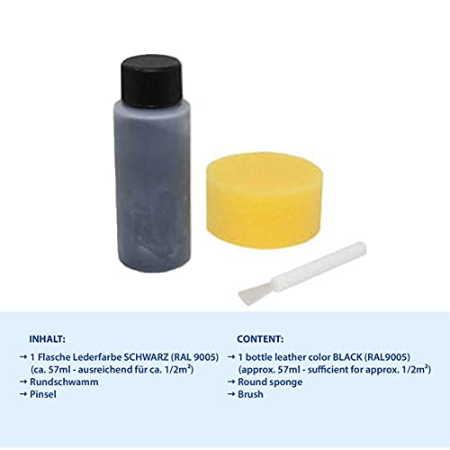 1-2-3 REPAIR Lederfarbe Schwamm und Pinsel Farbauffrischer Lederfärbemittel Schwarz - 2
