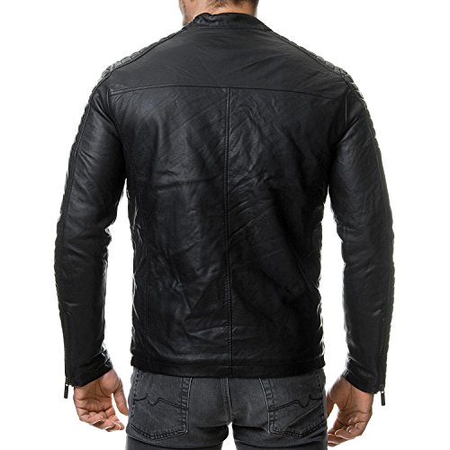 Redbridge Herren Biker Lederjacke Echtleder & Kunstled // Schwarz - 4