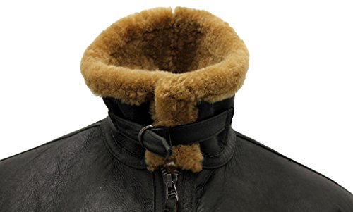Herren Braun RAF Echt Schaffell Fliegen Lederjacke mit Pelz - 7
