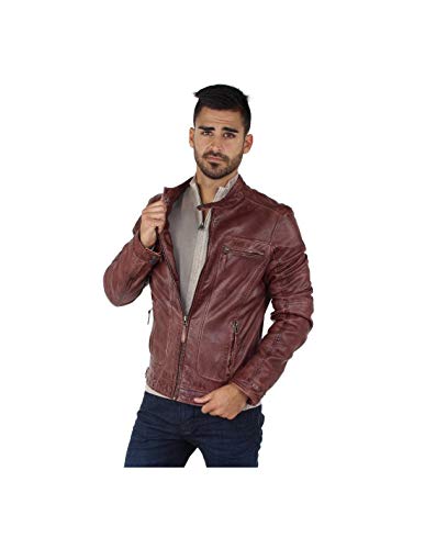 Oakwood Herren Lederjacke // Rot (Rouge/Bordeaux),