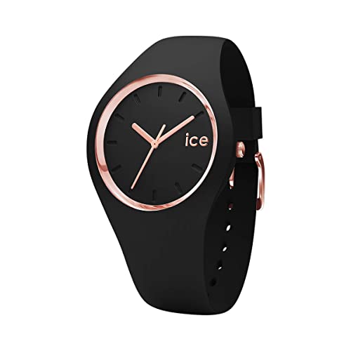 Ice-Watch - ICE glam Black Rose-Gold - Schwarze Damenuhr mit Silikonarmband - 000980 (Medium)