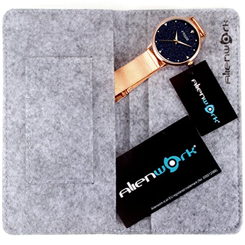 Alienwork Damen-Armbanduhr Quarz Rose-Gold mit Milanaise Mesh-Armband Edelstahl schwarz echtes Marmor Zifferblatt - 7