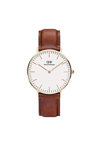 Daniel Wellington Damen-Armbanduhr Classic St.Mawes Analog Quarz Leder Rosegold/braun DW00100035