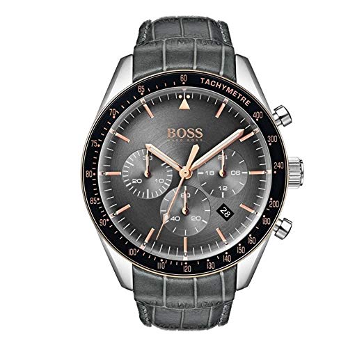 Hugo Boss Herren Chronograph Quarz Uhr mit Leder Armband 1513628