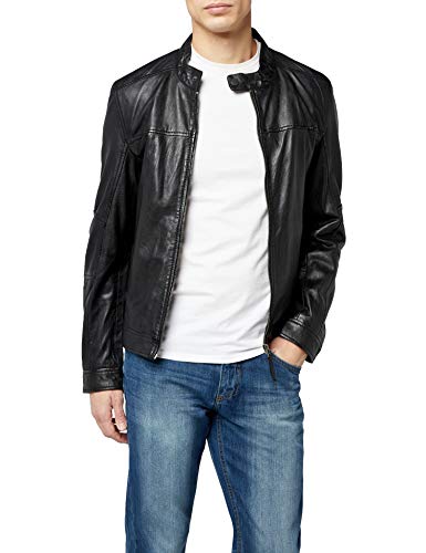 Kings on Earth Herren Echtlederjacke Slim Fit // Schwarz