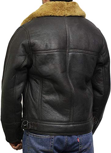 Brandslock Herren Aviator Lederjacke mit Echtlammfell Bomber Fliegen - 6