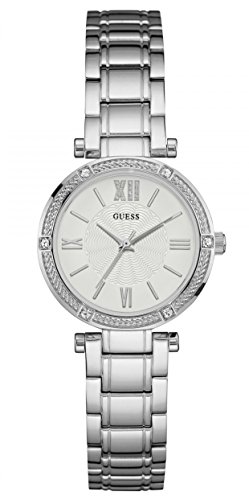 Guess Damen Analog Quarz Uhr mit Edelstahl Armband W0767L1