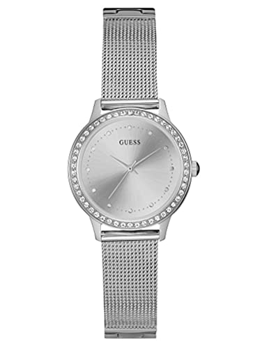 Guess Damen Analog Quarz Uhr mit Edelstahl Armband W0647L6