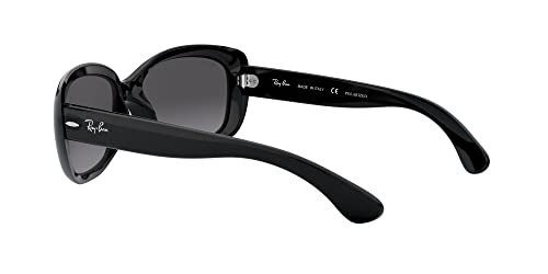 Ray-Ban RAYBAN Damen Sonnenbrille 4101, Shiny Black/Greygradientdarkgreypolar, 58 - 5