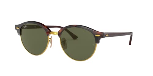 Ray Ban Unisex Sonnenbrille Clubround, Mehrfarbig (Gestell: Havana, Gläser: grün 990), Medium (Herstellergröße: 51)