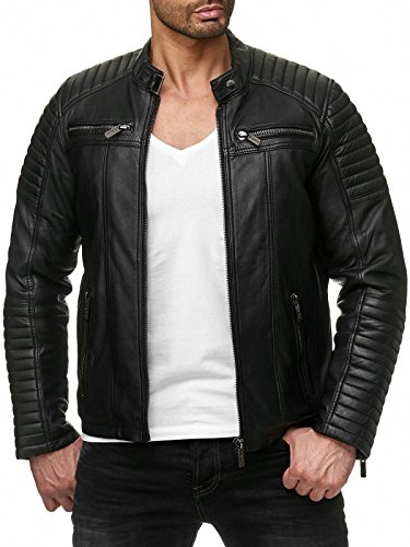 Redbridge Herren Jacke Kunst- Lederjacke Bikerjacke Biker Übergangsjacke M6013 AIR, Schwarz, XL - 2