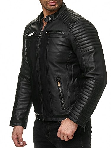 Redbridge Herren Jacke Kunst- Lederjacke Bikerjacke Biker Übergangsjacke M6013 AIR, Schwarz, XL - 4