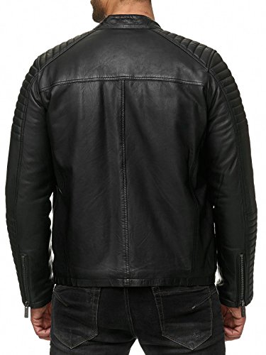 Redbridge Herren Jacke Kunst- Lederjacke Bikerjacke Biker Übergangsjacke M6013 AIR, Schwarz, XL - 5