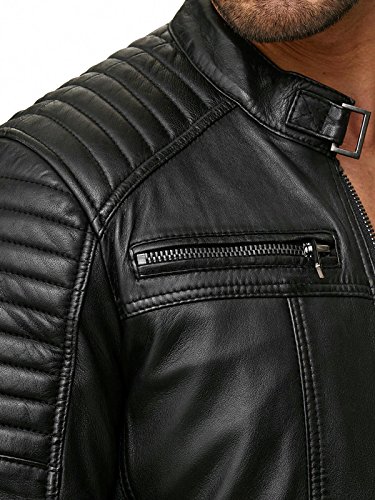 Redbridge Herren Jacke Kunst- Lederjacke Bikerjacke Biker Übergangsjacke M6013 AIR, Schwarz, XL - 8
