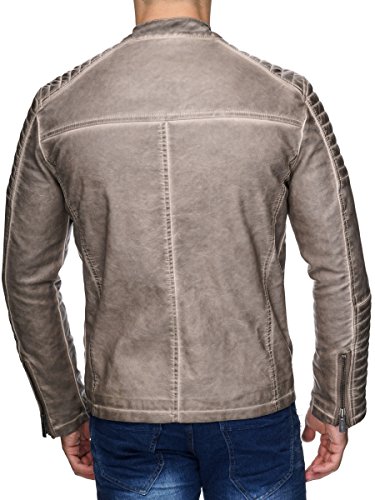 Redbridge Herren Jacke Übergangsjacke Biker Kunstleder Echtleder Baumwolle mit gesteppten Bereichen - 3