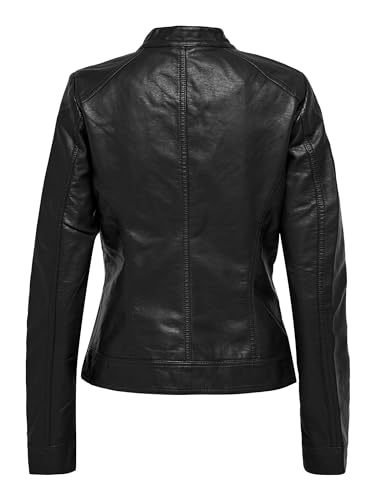 ONLY Damen Bandit PU Biker Jacke, Schwarz - 3