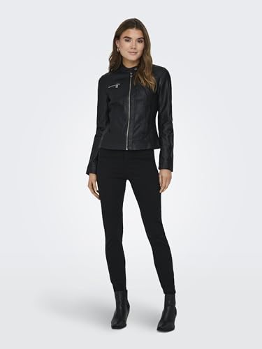 ONLY Damen Bandit PU Biker Jacke, Schwarz - 5