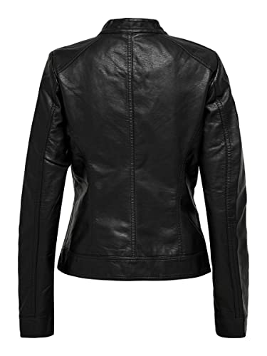 ONLY Damen Bandit PU Biker Jacke, Schwarz - 9