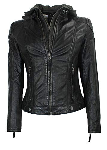 Gipsy - Damen Lederjacke Kapuze Lammnappa schwarz Größe L