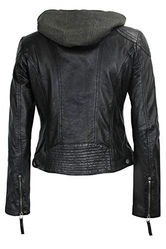 Gipsy – Damen Lederjacke Kapuze Lammnappa schwarz Größe L - 3