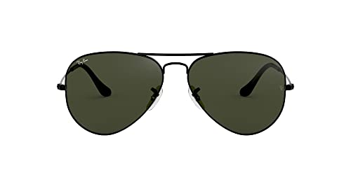 Ray Ban Unisex Sonnenbrille Aviator (Gestell: schwarz, Gläser: grau grün)