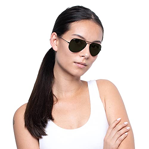 Ray Ban Unisex Sonnenbrille Aviator (Gestell: schwarz, Gläser: grau grün) - 6