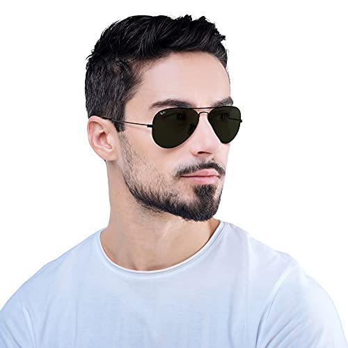 Ray Ban Unisex Sonnenbrille Aviator (Gestell: schwarz, Gläser: grau grün) - 7