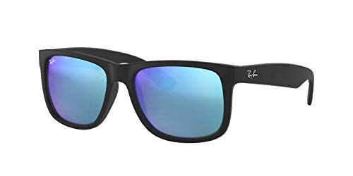 Ray Ban Unisex Sonnenbrille Justin, Gr. Small, Gestell: schwarz, Gläserfarbe: blau